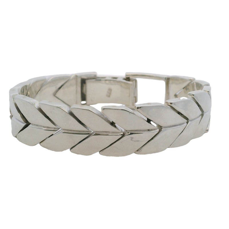 Sima P 925 Sterling Silver Large Herringbone Pattern Chain Heavy 72g 7" Bracelet
