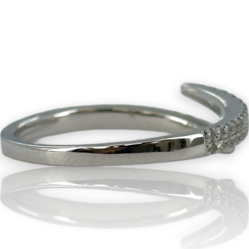 Diamond Spiral Wrap Accent Stacking Ring Size 6.75 14kt White Gold