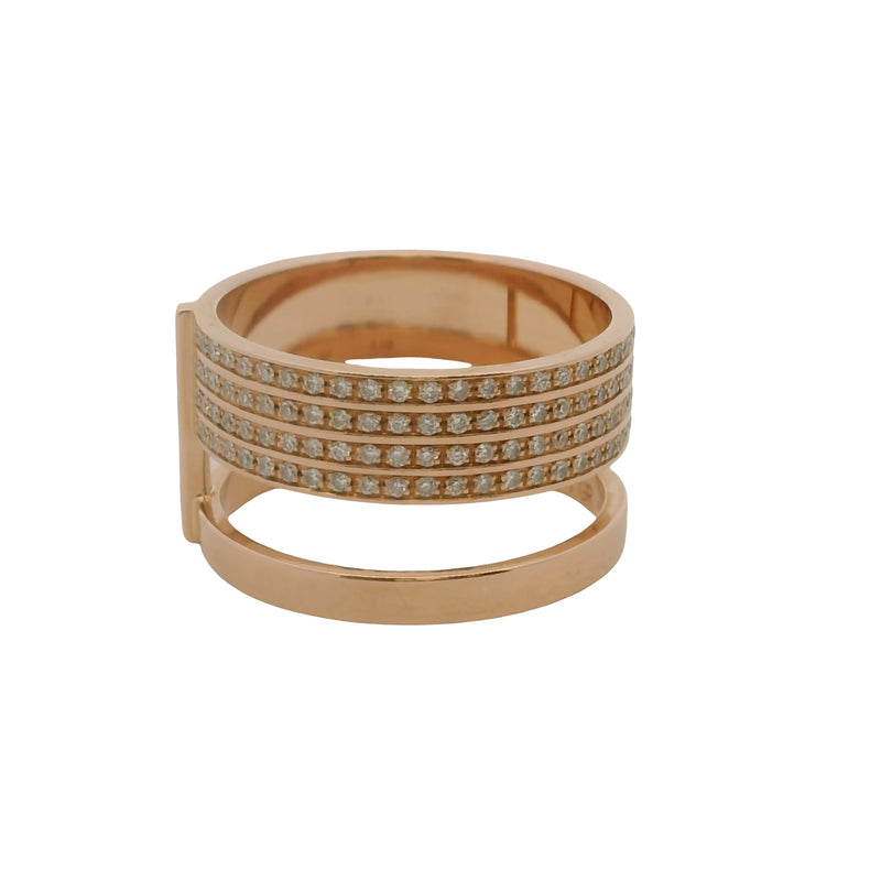 REPOSSI Retired Solid 18kt Rose Gold and Diamond Technical Berbere Double Band Ring Size 7.75