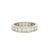Solid Platinum and 2.85ctw Channel Set 4.3mm Wide Diamond Eternity Band Ring Size 7.5