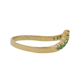 Solid 14kt Yellow Gold and Lab Emerald Chevron Crown Accent Ring Size 7.5