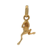 Vintage Solid 14kt Yellow Gold Leaping Frog With Ruby Eyes Dangle Charm