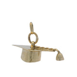 Solid 10kt Yellow Gold 3D Dangle Graduation Cap Charm