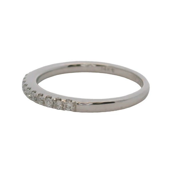 Solid 14kt White Gold and Diamond 2mm Stackable Wedding Ring Size 5