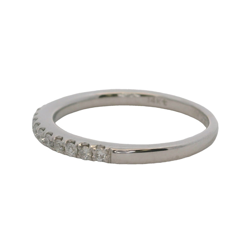 Solid 14kt White Gold and Diamond 2mm Stackable Wedding Ring Size 5