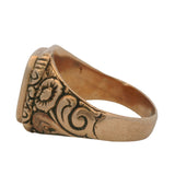 Antique Victorian 14kt Yellow Gold Engraved Floral 22.8g Signet Ring Size 12.5
