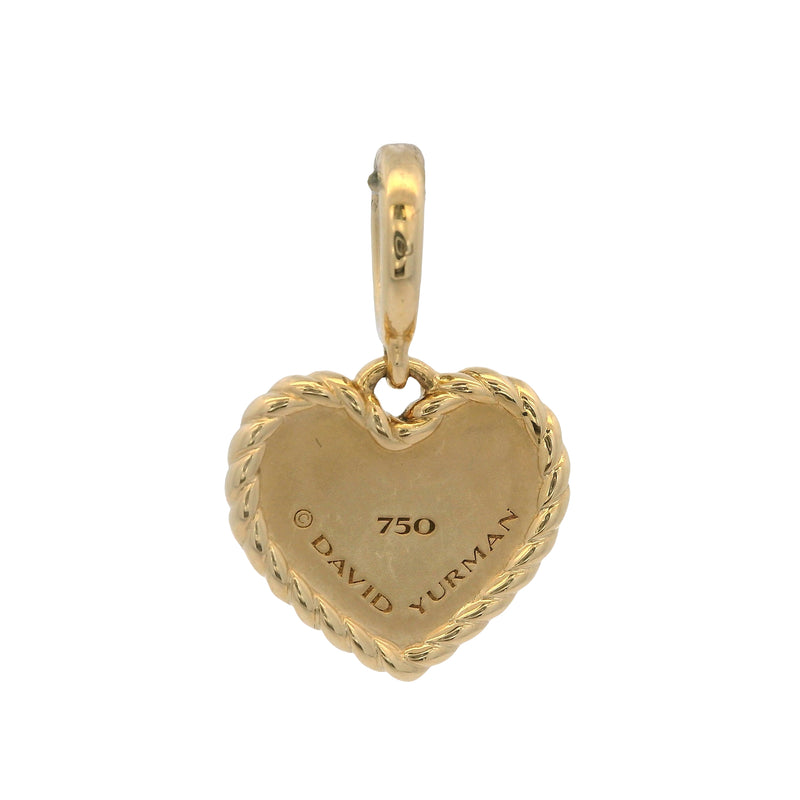 Retired David Yurman Solid 18kt Yellow Gold Heart Charm Initial "K" Cable Pendant