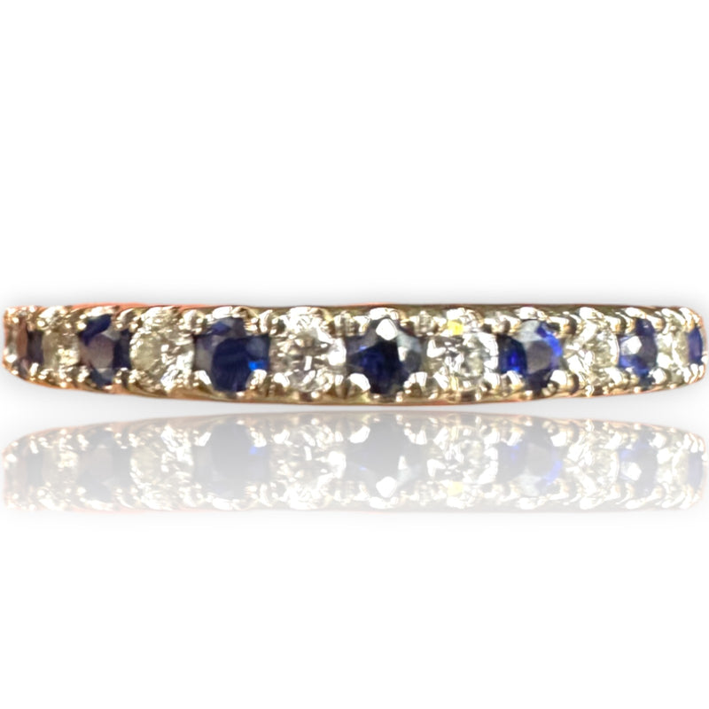 Vera Wang Love Collection Diamond and Blue Sapphire Wedding Stackable Band in 14K White Gold Size 4.5 Ring