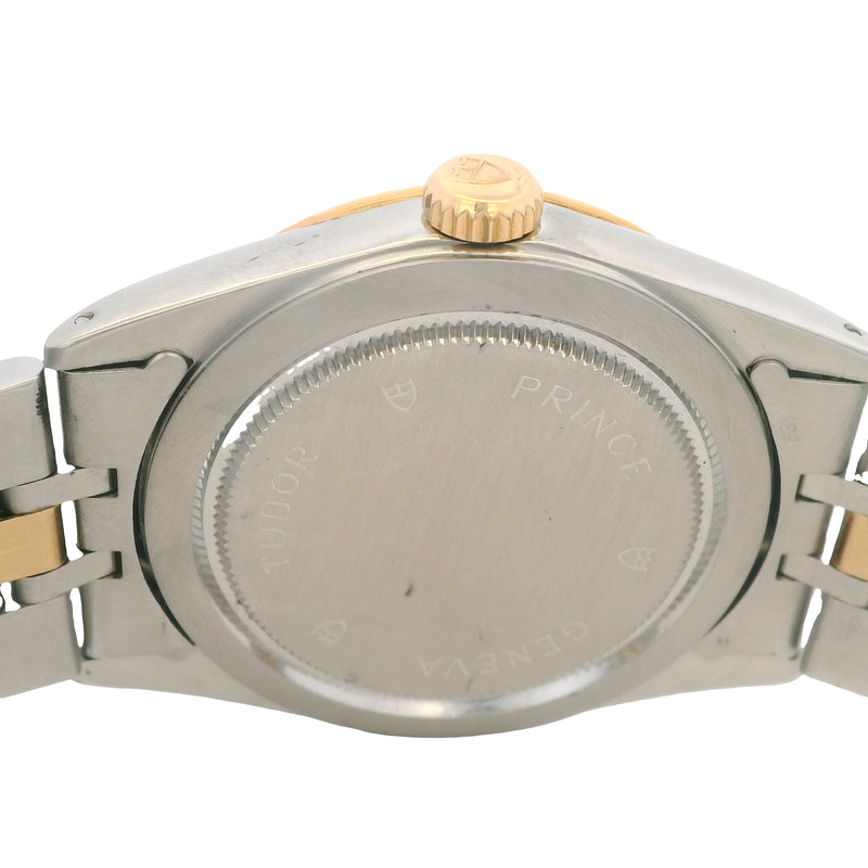Tudor 1997 Prince Date Day 76213 36mm Linen Dial Two Tone Gold Watch