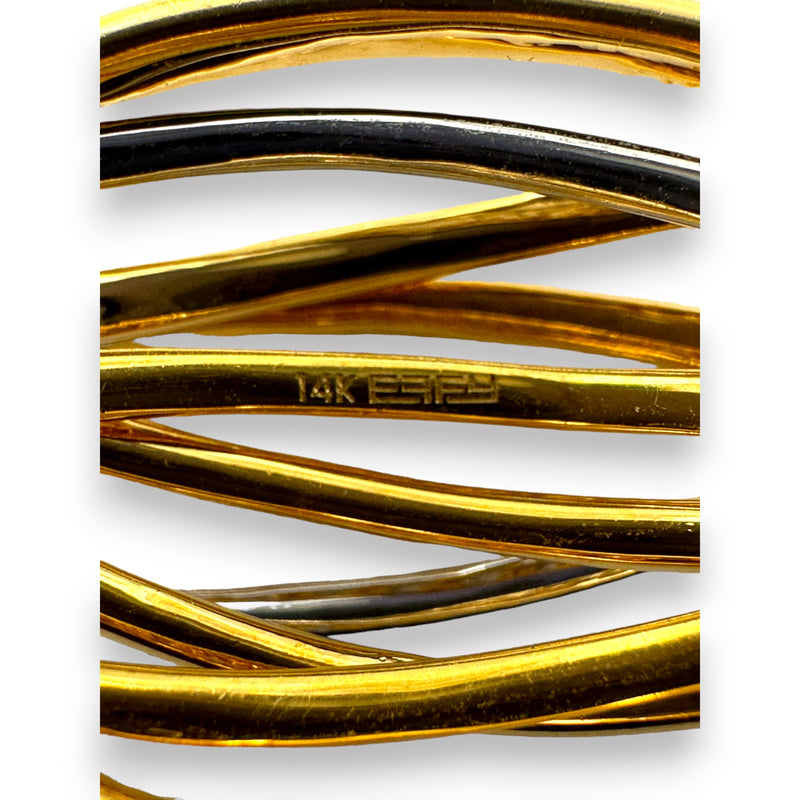 EFFY 14kt Tri-Tone Gold and Diamond Overlapping Strands Oval Pendant 18" Necklace