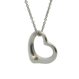 Tiffany & Co Elsa Peretti 925 Sterling Silver 22mm Open Heart Pendant On 16" Chain