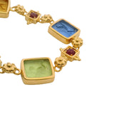 Tagliamonte Italian 18kt Yellow Gold Venetian Glass Animal Intaglio and Ruby 8.25" Bracelet