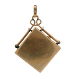 Antique Edwardian Solid 14kt Yellow Gold Blank Locket With Glass Charm Fob Pendant