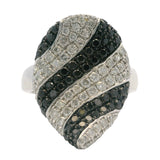 Michael Christoff 18kt Solid White Gold Pear-Shaped Cocktail Ring with 1.38ctw Alternating Black and White Diamonds Size 6.5