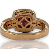 LeVian Solid 14kt Solid Rose Strawberry Gold Vivid Raspberry Rhodolite Garnet and Chocolate Diamonds with White Vanilla Diamond Halo Size 7 Ring