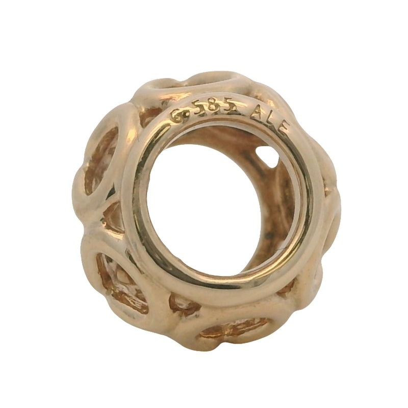 Charm espaciador calado entrelazado de oro amarillo macizo de 14 kt retirado de Pandora