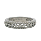 Solid 14kt White Gold and Alternating Round and Radiant Cut Diamonds Alternating Band Ring Size 7