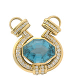 Vintage 18kt Yellow Gold Natural Blue Spinel and 1.06ctw Diamond Large Pendant