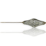 Antique 1900-1910s Edwardian Platinum and 14kt Yellow Gold Diamond Brooch Pin