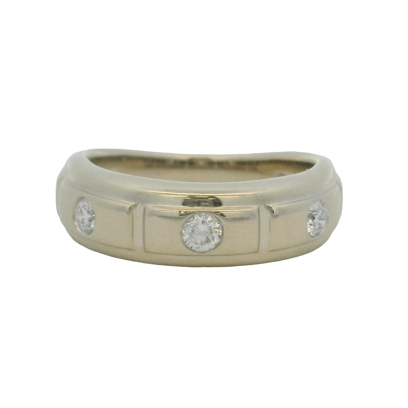 The Leo Retired Men's Solid 14kt White Gold and Diamond Geometric 3-Stone Band Ring Size 10.5