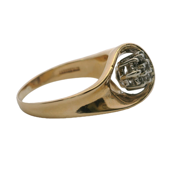 Vintage 1960-70s Stylecrest 14kt Yellow Gold and Diamond Structural Cluster Ring Size 8.75