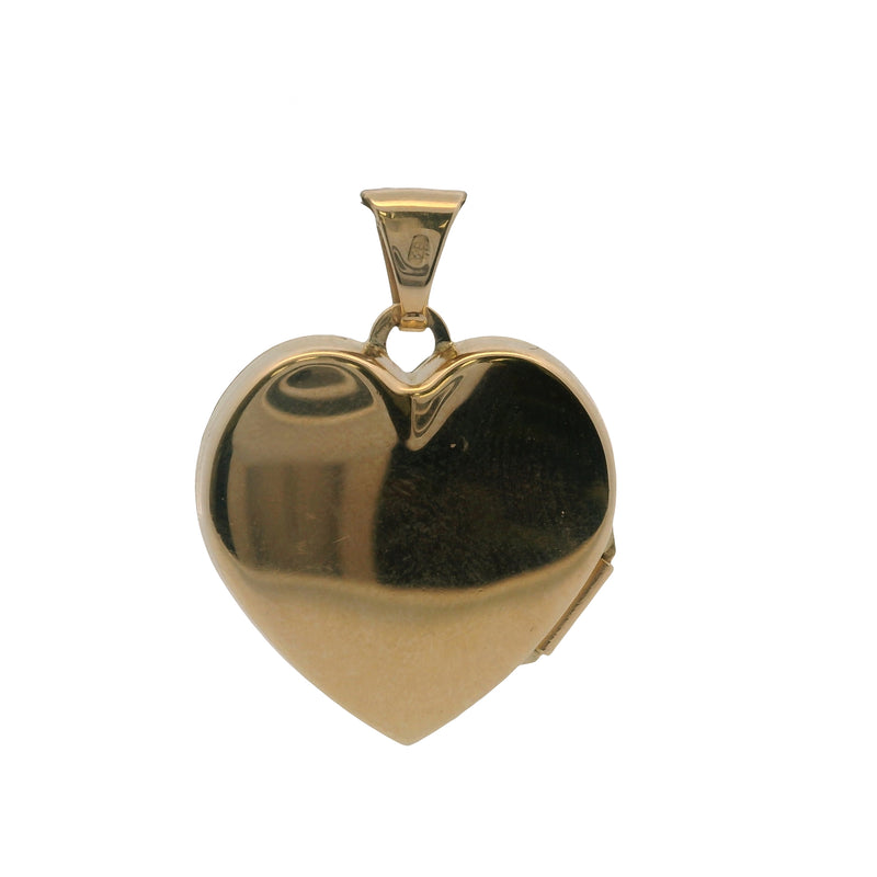 Vintage Mid-Century Solid 14kt Yellow Gold Hearts Double Sided Locket Pendant