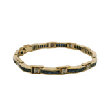 Natural Sapphire & Diamond Bar Link Station 18K 750 Yellow Gold Bracelet