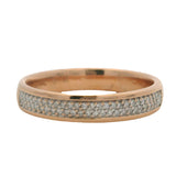 Russian Soviet Solid 14kt Yellow Gold and Single-Cut Diamond Pave Half-Eternity Band Size 7