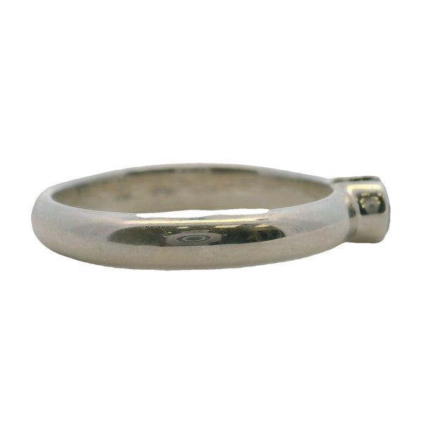 Anillo apilable solitario Tiffany &amp; Co. vintage de 2004 en plata de ley 925 y aguamarina con engaste a tensión, talla 6,75