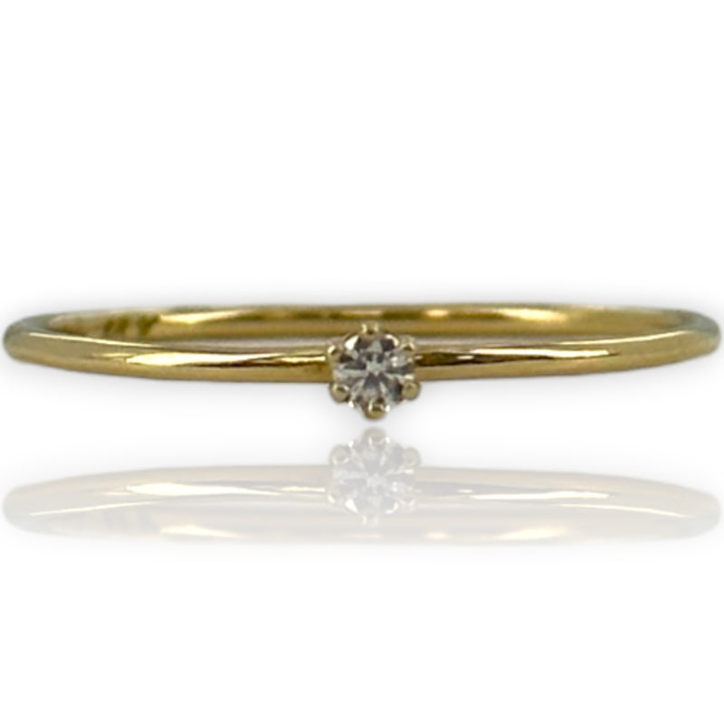 Satomi Kawakita 18kt Yellow Gold Baby White Diamond Solitaire Ring Size 6