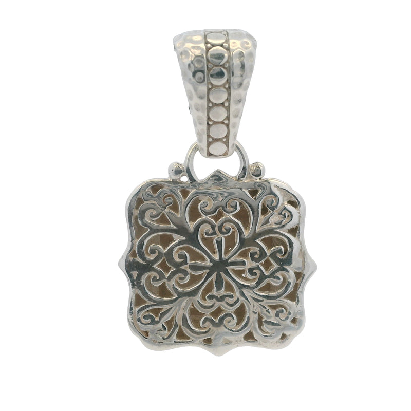 Sarda 925 Sterling Silver Square Nugget and Milgrain 1.5x0.9" Pendant