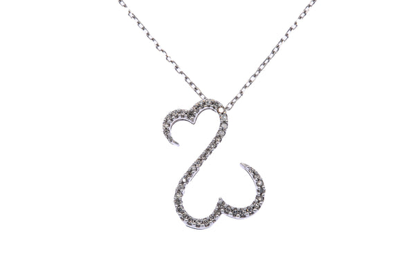 Jane Seymour 14k 585 Open Diamond Heart Solid White 585 Gold Chain Necklace 16"