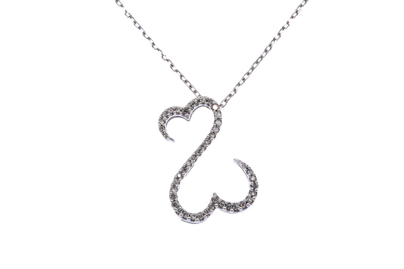 Jane Seymour 14k 585 Open Diamond Heart Solid White 585 Gold Chain Necklace 16"
