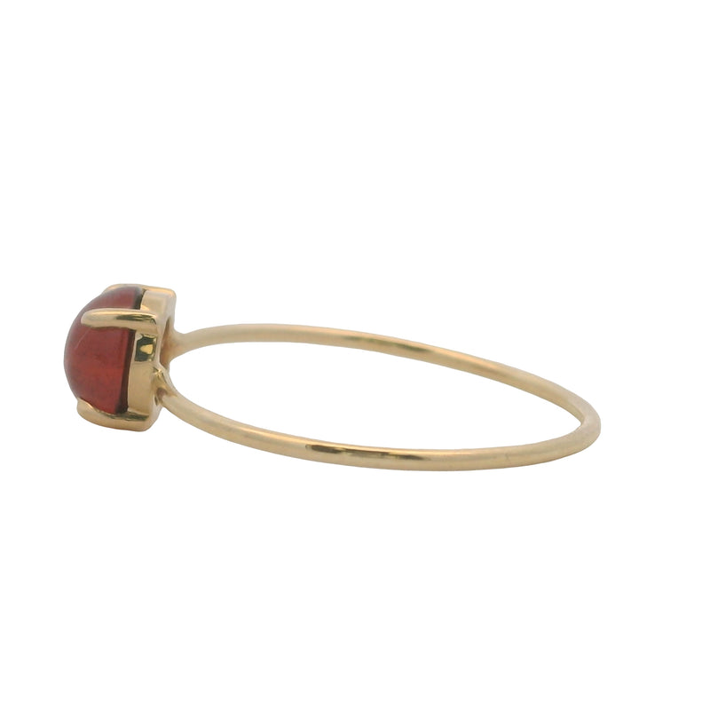 Solid 14kt Yellow Gold Pink Tourmaline Cabochon Dainty Stackable Ring Size 7