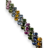Multi-Color 14ctw Sapphires & Diamonds Wide Tennis Bracelet 14kt White Gold