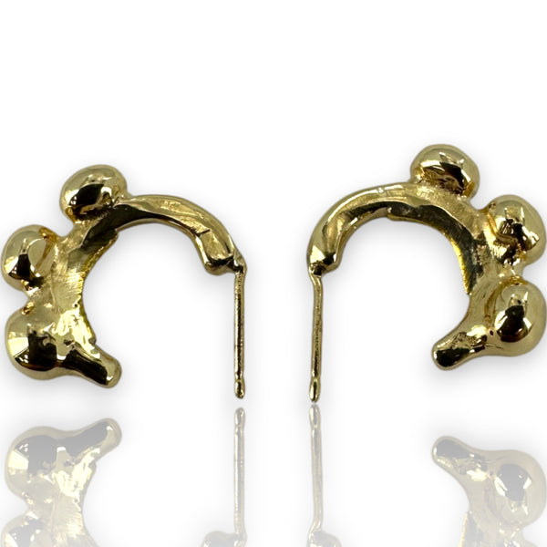 Aros de oro amarillo macizo de 14 k con cuentas granuladas de 16 mm
