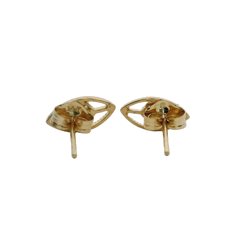 10kt Yellow Gold and CZ Cubic Zirconia Small Leaf Stud Earrings