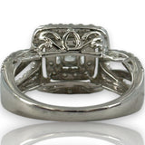 Simply Vera Vera Wang 14kt White Gold Double Halo Diamond Engagement Ring with Diamond Crossover Band Size 7