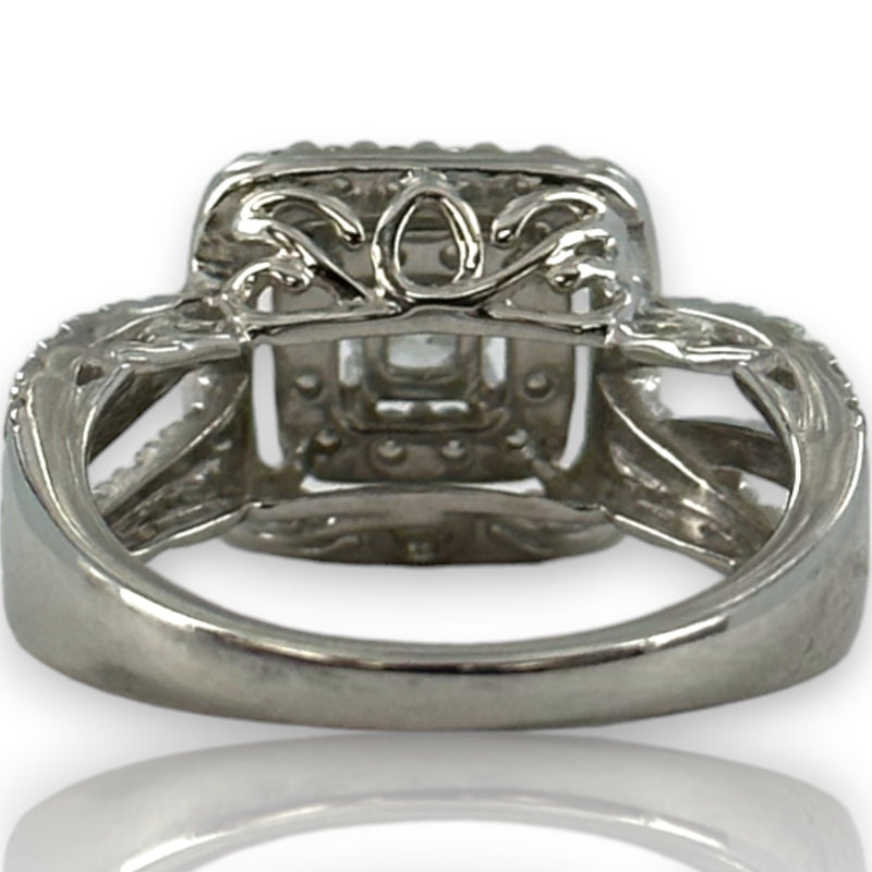 Simply Vera Vera Wang 14kt White Gold Double Halo Diamond Engagement Ring with Diamond Crossover Band Size 7