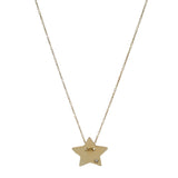 Vintage Dyadema Italian Solid 9kt Yellow Gold Star Pendant Necklace with Diamond