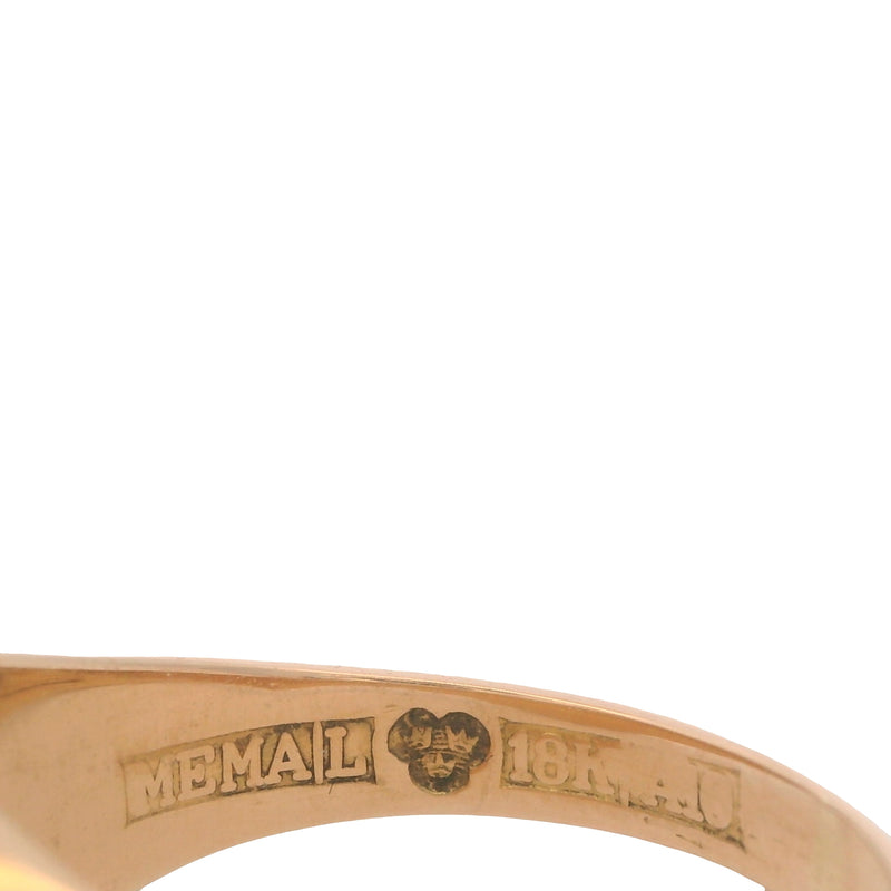 Vintage Solid 18kt Rose Gold Simple Oval "R" Block Lettering Signet Ring Size 7