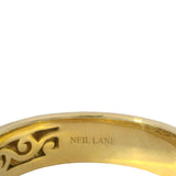 Neil Lane Solid 14kt Yellow Gold Scrollwork Black Diamond 6.4mm Men's Band Ring Size 10