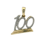 Solid 10kt Yellow Gold and 0.15ctw Diamond 100 One Hundred Charm Pendant