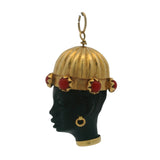 Vintage Corletto Solid 18k Yellow Gold Ebony Wood Coral Blackamoor Charm Pendant