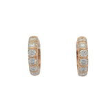Vintage Solid 18kt Rose Gold and 1.92ctw Diamond 15mm Huggie Hoop Earrings