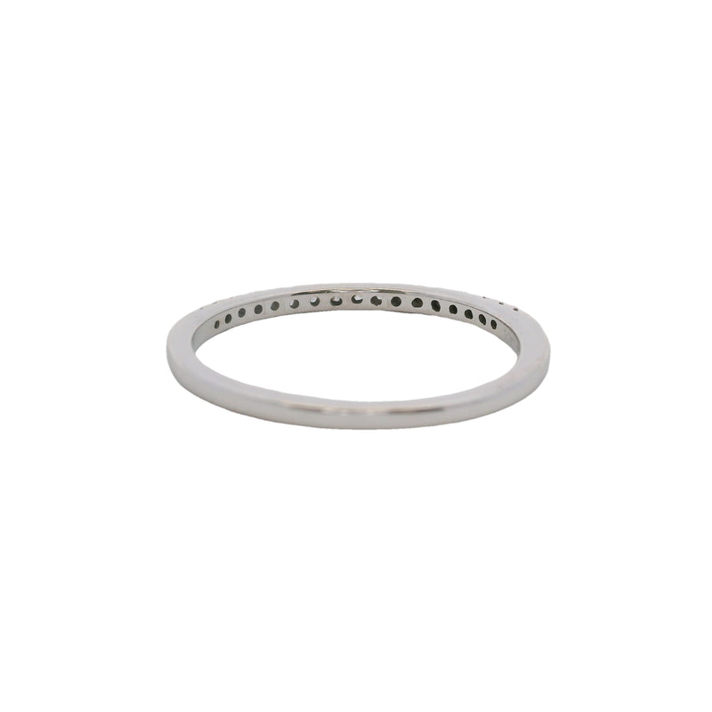 Solid 10kt White Gold and Diamond 1.5mm Thin Wedding Stackable Band Ring Size 6.75