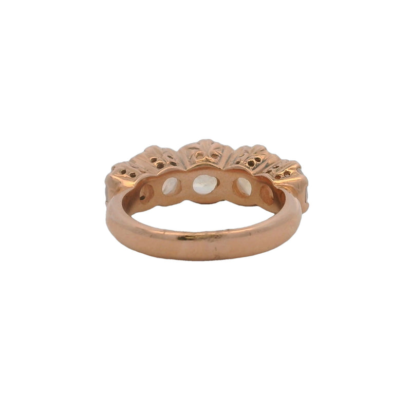 Nava Zahavi Solid 14kt Rose Gold Labradorite 5-Stone 8mm Wide Graduated Cocktail Ring Size 7