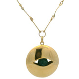 Elaine Chong Solid 18kt Yellow Gold and Aventurine Quartz Large Moving Evil Eye Pendant 19.5" Necklace