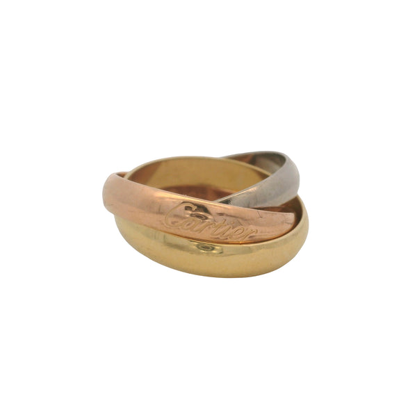 Cartier Solid 18kt Tri-Tone White Yellow Rose Gold Trinity Ring Size 4.5