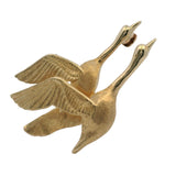 Vintage Solid 14kt Yellow Gold Flying Geese Pair 1.2" Long Brooch Pin